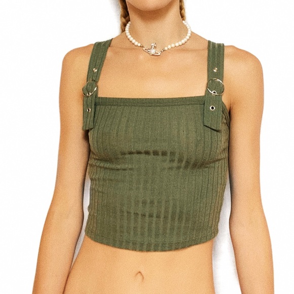Olive ribbed tank - Picture 1 of 3